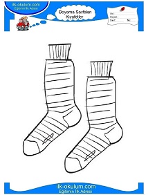 Çocuklar İçin Çorap Boyama Sayfaları 